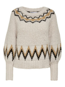 Пуловер ONLSMILA LIFE L/S PULLOVER KNT 15244145-Pumice Stone-Pattern:W. EARTH COLOURS ONLY L Бежевий 15244145-PUMICE STONE-PAT