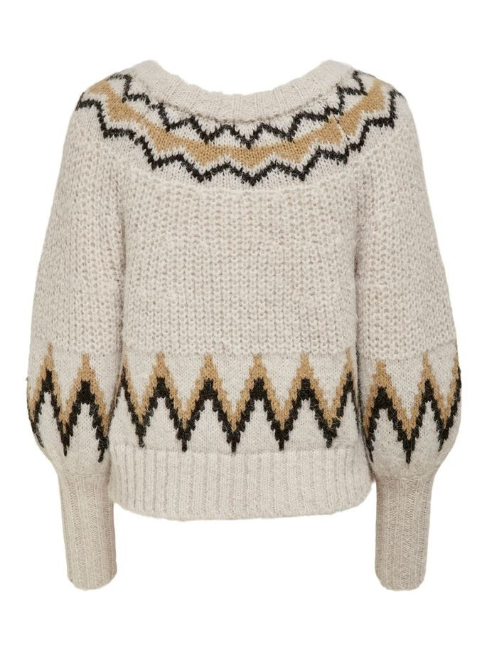 Пуловер ONLSMILA LIFE L/S PULLOVER KNT 15244145-Pumice Stone-Pattern:W. EARTH COLOURS ONLY L Бежевий 15244145-Pumice Stone-Pat