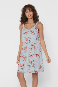 Сукня ONLKARMEN S/L SHORT DRESS AOP WVN NOOS 15157655 Cashmere Blue-ROSE FLOWERS ONLY 34 Блакитний 15157655CASHMEREBLUE-ROSE