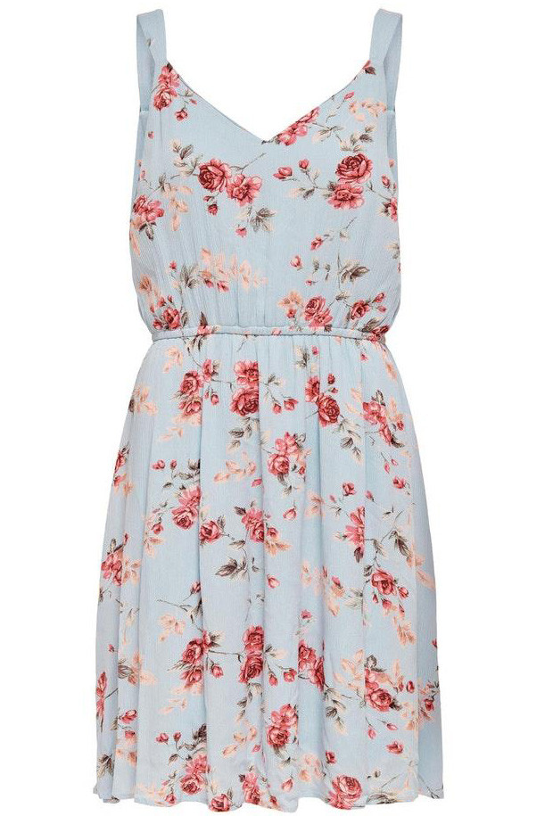 Сукня ONLKARMEN S/L SHORT DRESS AOP WVN NOOS 15157655 Cashmere Blue-ROSE FLOWERS ONLY 34 Блакитний 15157655CashmereBlue-ROSE