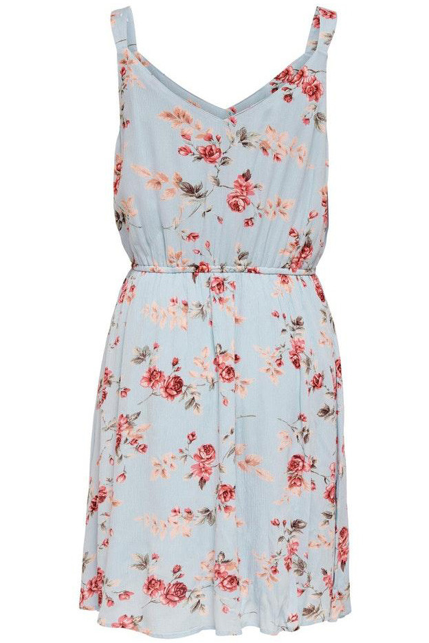 Сукня ONLKARMEN S/L SHORT DRESS AOP WVN NOOS 15157655 Cashmere Blue-ROSE FLOWERS ONLY 34 Блакитний 15157655CashmereBlue-ROSE