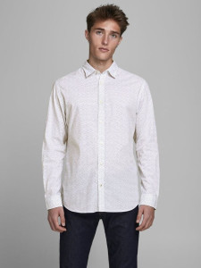 Сорочка JJEPLAIN POPLIN SHIRT L/S AU20 NOOS 12173241 Tango Red Jack&Jones L Білий 12173241TANGORED