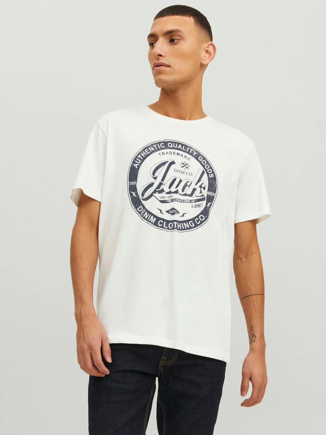 Футболка JJEJEANS TEE SS O-NECK NOOS 22/23 12210949-Cloud Dancer Jack&Jones XL Білий 12210949-Cloud Dancer