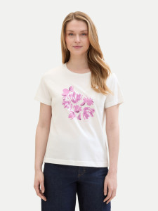 Футболка T-Shirt mit Print 1040544ХХ15221 Tom Tailor L Білий 1040544ХХ15221