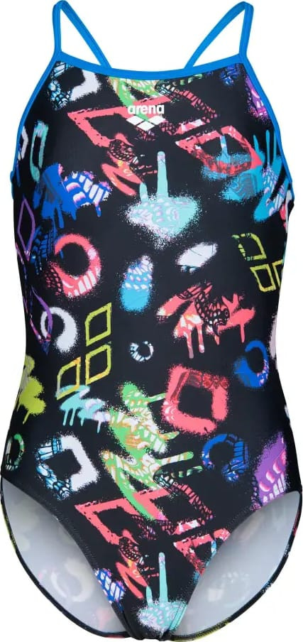 Купальник закритий для дівчат Arena GRAFFITI SWIMSUIT LIGHT DROP B чорний, мультиколор дитячий 140 с 010289-580