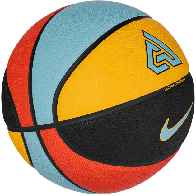 М'яч баскетбольний Nike ALL COURT 2.0 8P G ANTETOKOUNMPO DEFLATED чорний, жовтий, блакитний, червони 454568561