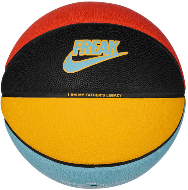 М'яч баскетбольний Nike ALL COURT 2.0 8P G ANTETOKOUNMPO DEFLATED чорний, жовтий, блакитний, червони 454568561