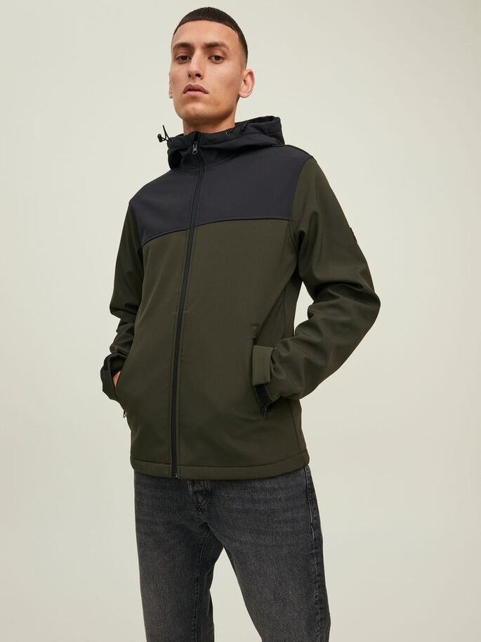 Куртка JJEMARVIN HOOD SOFTSHELL NOOS 12212363-Rosin Jack&Jones M Хакі 12212363-Rosin
