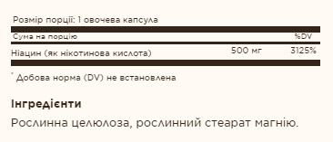 Капсули Niacin (Vitamin B3) 500mg - 100 vcaps 2022-10-1535