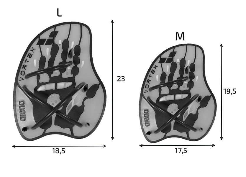 Лопатки для плавання VORTEX EVOLUTION HAND PADDLE 95232-15 Arena L Чорний,Сірий 95232-15