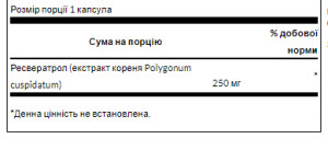 Капсули Rezveratrol 250mg - 30caps 2022-09-0221