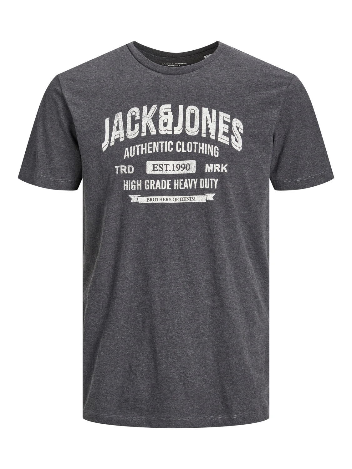 Футболка JJEJEANS TEE SS O-NECK NOOS 22/23 12210949-Dark Grey Melange-Detail:MELANGE Jack&Jones M Те 12210949-Dark Grey Melang