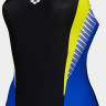 Купальник закритий для жінок Arena THREEFOLD V BACK ONE PIECE R чорний, жовтий, блакитний Жін 36 006483-780
