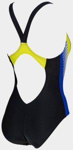 Купальник закритий для жінок Arena THREEFOLD V BACK ONE PIECE R чорний, жовтий, блакитний Жін 36 006483-780