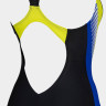 Купальник закритий для жінок Arena THREEFOLD V BACK ONE PIECE R чорний, жовтий, блакитний Жін 36 006483-780