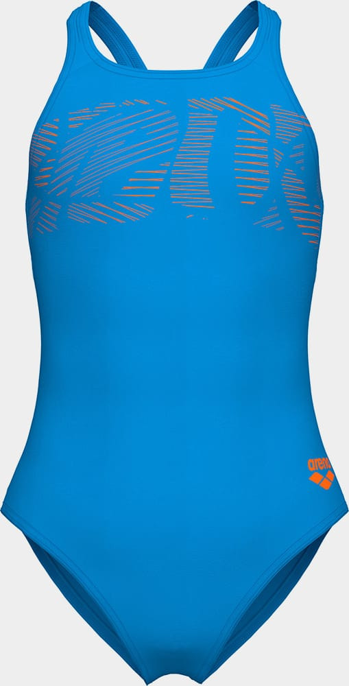 Купальник закритий для дівчат Arena GRAPHIC SWIMSUIT V BACK блакитний 164 см 006680-805