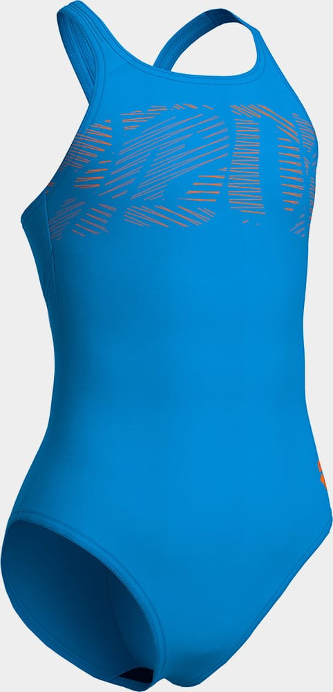 Купальник закритий для дівчат Arena GRAPHIC SWIMSUIT V BACK блакитний 164 см 006680-805