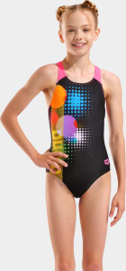 Купальник закритий для дівчат Arena DOTS SWIMSUIT SWIM PRO BACK чорний, рожевий Діт 152 см 010745-559