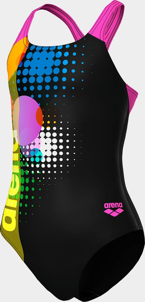 Купальник закритий для дівчат Arena DOTS SWIMSUIT SWIM PRO BACK чорний, рожевий Діт 152 см 010745-559