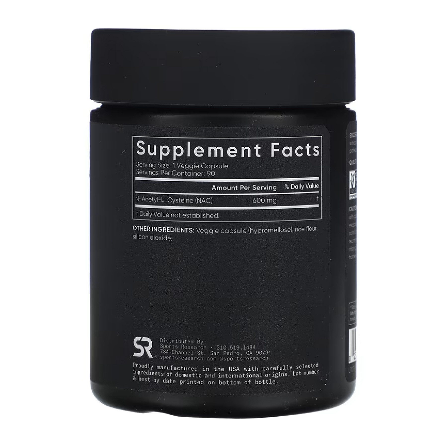 Капсули Sport Research NAC - N-Acetyl-L-Cysteine 600mg - 90 vcaps 2023-10-5041