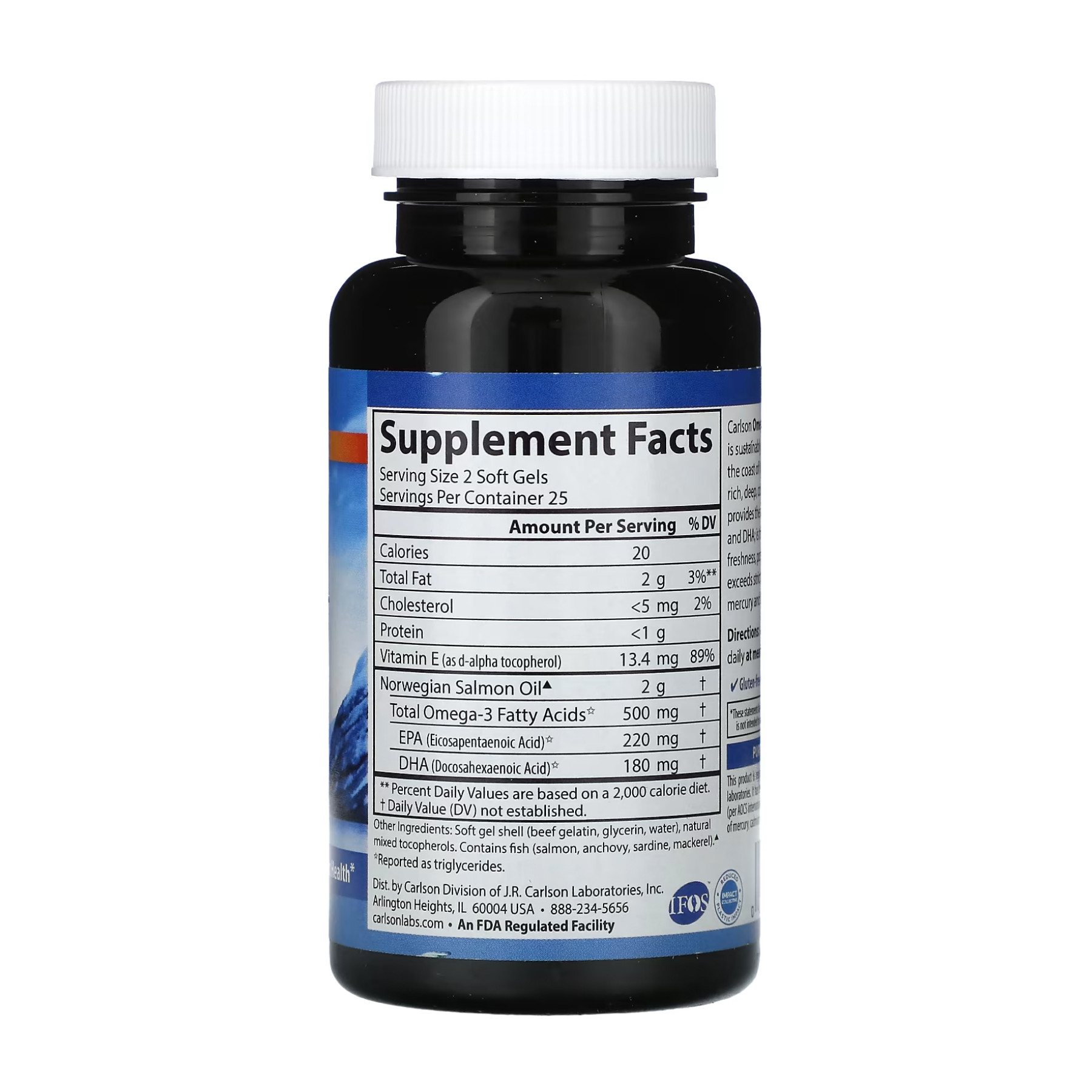 Софт гелеві капсули Carlson Laboratories Salmon Oil - 50 softgels 2023-10-4559