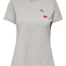 Футболка ONLJENNI LIFE FIT S/S TOP BOX JRS 15249479-Light Grey Melange-Print:FACE ONLY L Сірий 15249479-LIGHT GREY MELAN