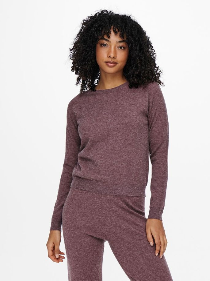 Пуловер ONLYOUNGER L/S PULLOVER KNT 15238340-Rose Brown-Detail:W. MELANGE ONLY S Бордовий 15238340-Rose Brown-Detai