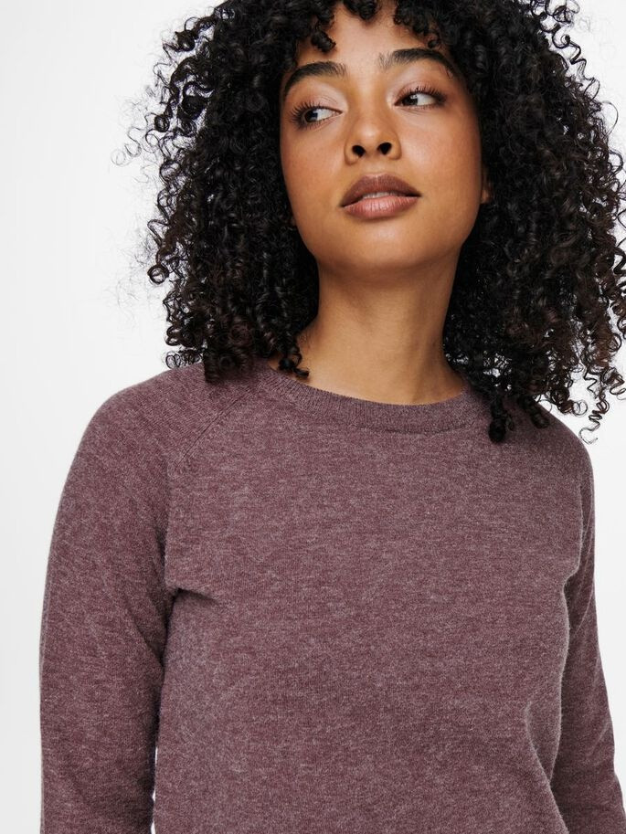 Пуловер ONLYOUNGER L/S PULLOVER KNT 15238340-Rose Brown-Detail:W. MELANGE ONLY S Бордовий 15238340-Rose Brown-Detai