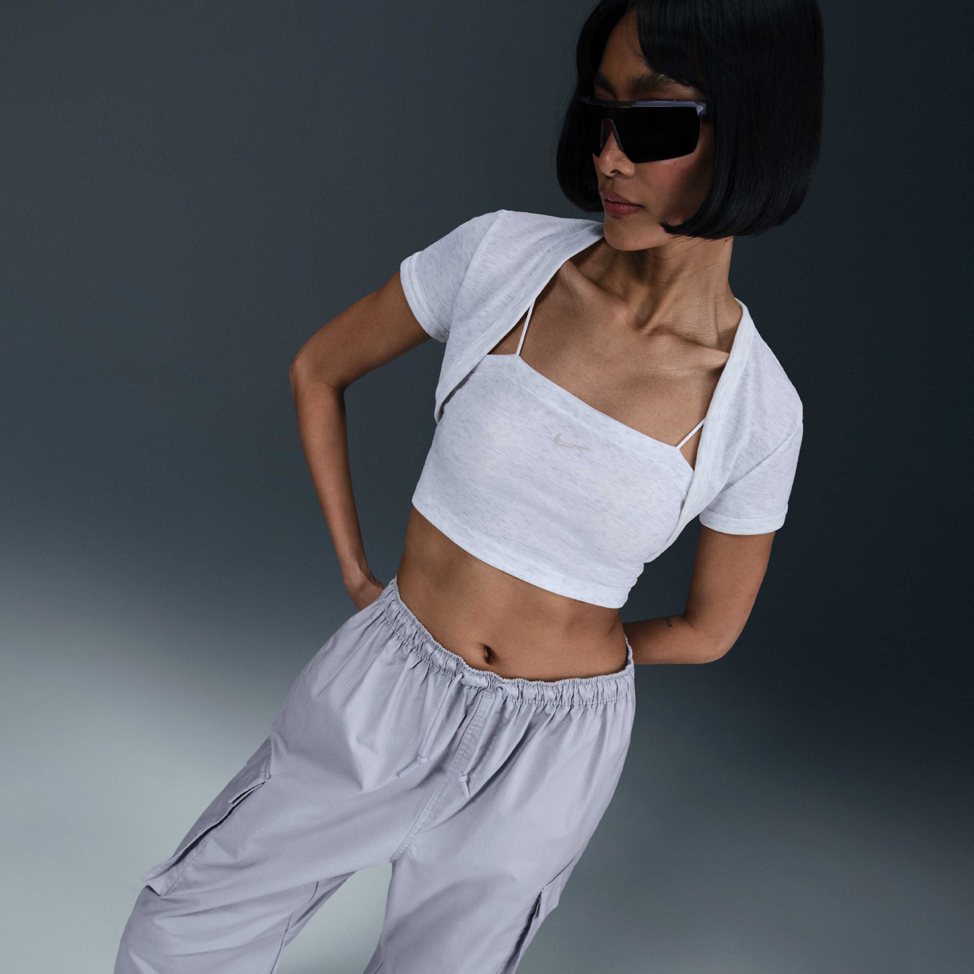 Футболка жіноча Nike Tight Cropped Mini-Rib 2-In-1 Grey HJ1299-051