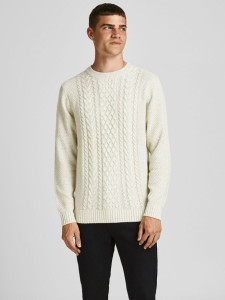 Пуловер JJCRAIG KNIT CREW NECK 12189968-Cloud Dancer Jack&Jones S Білий 12189968-CLOUD DANCER
