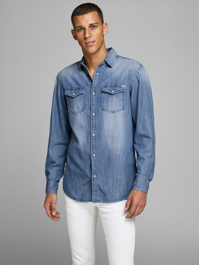Сорочка JJESHERIDAN SHIRT L/S NOOS 12138115 Medium Blue Denim Jack&Jones L Блакитний 12138115MediumBlueDen