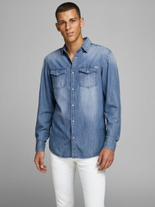 Сорочка JJESHERIDAN SHIRT L/S NOOS 12138115 Medium Blue Denim Jack&Jones L Блакитний 12138115MEDIUMBLUEDEN