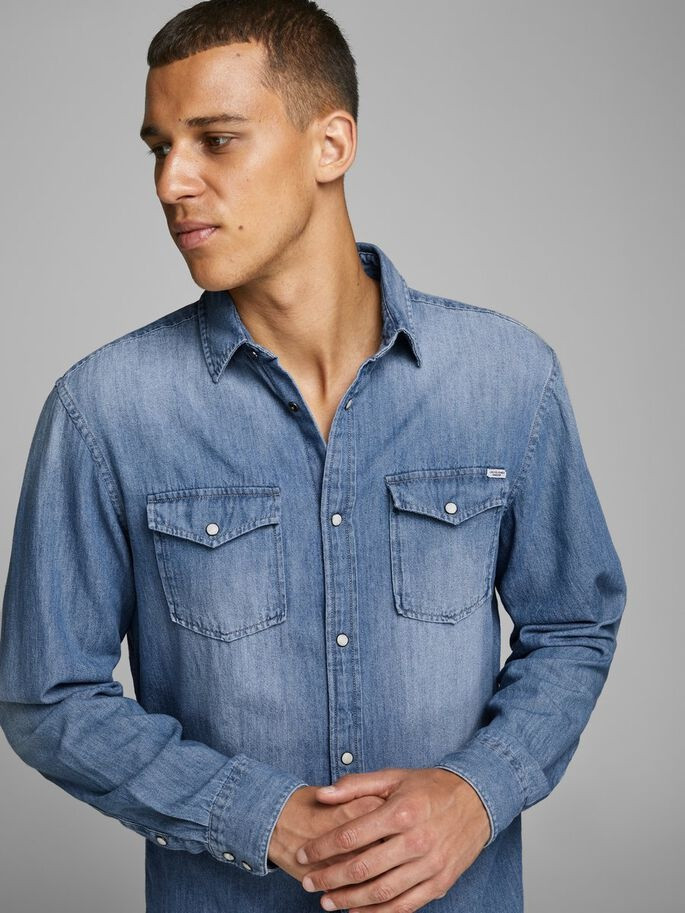 Сорочка JJESHERIDAN SHIRT L/S NOOS 12138115 Medium Blue Denim Jack&Jones L Блакитний 12138115MediumBlueDen
