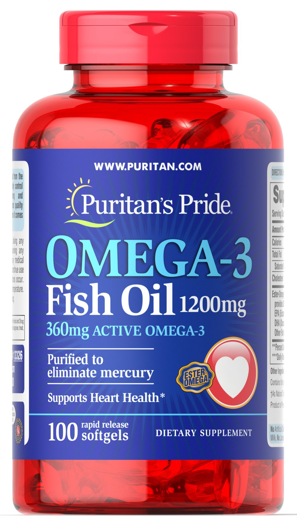 Софт гелеві капсули Omega-3 Fish Oil 1200 mg (360 mg Active Omega-3) - 100 Softgels 100-13-5213894-20