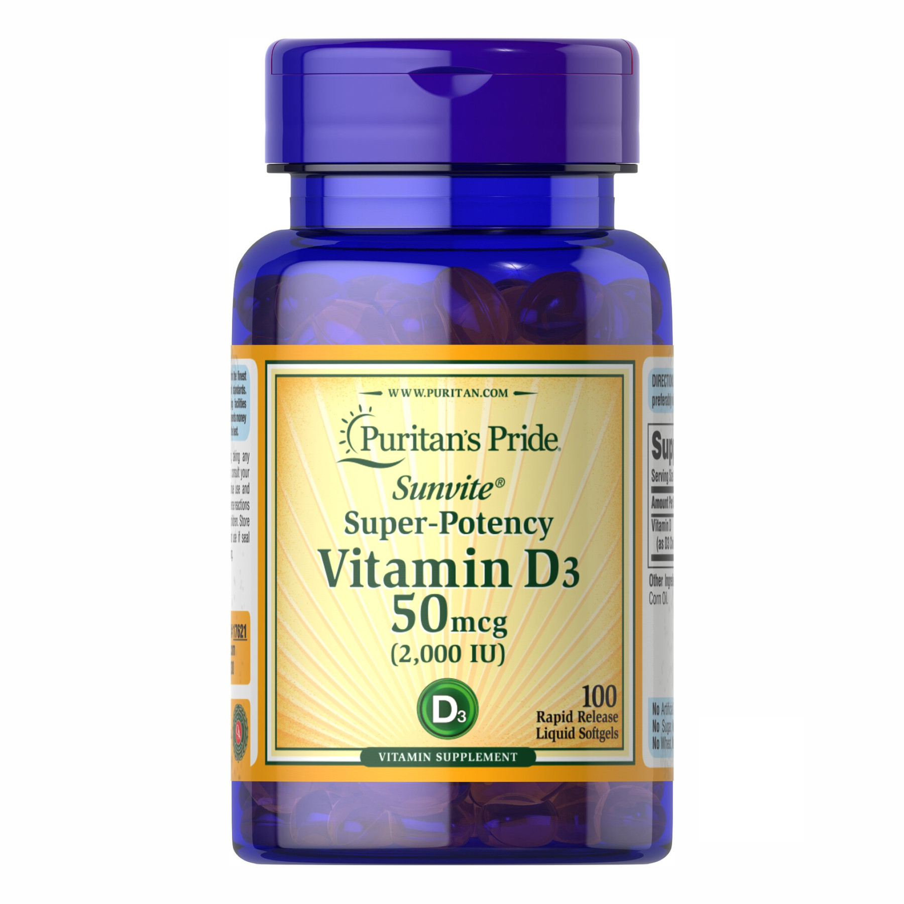 Капсули Vitamin D3 50 mcg 2000 - 200 caps 100-60-3016885-20