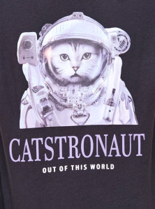 Футболка ONLKEIRA BOXY S/S CAT TOP BOX JRS 15254379-Moonless Night-Print:CATSTRONAUT ONLY M Чорний 15254379-MOONLESS NIGHT-P