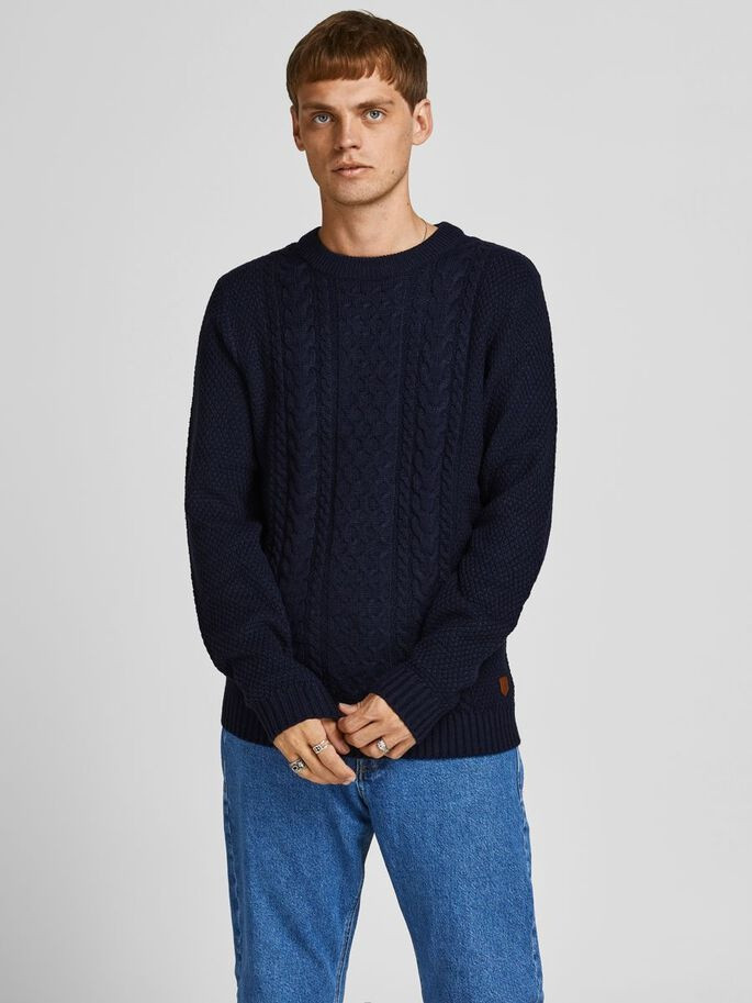 Пуловер JJCRAIG KNIT CREW NECK 12189968-Sky Captain Jack&Jones M Темно-синій 12189968-Sky Captain