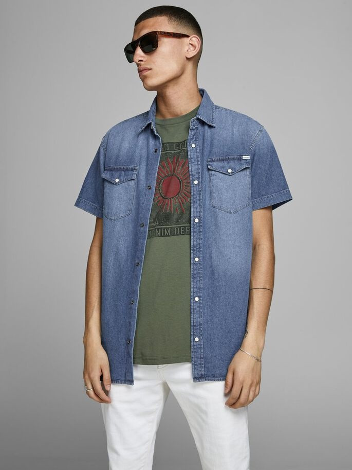 Сорочка JJESHERIDAN SHIRT S/S 12159371 Medium Blue Denim Jack&Jones L Блакитний 12159371MediumBlueDen