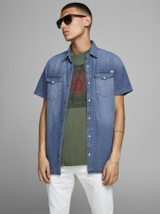 Сорочка JJESHERIDAN SHIRT S/S 12159371 Medium Blue Denim Jack&Jones L Блакитний 12159371MEDIUMBLUEDEN