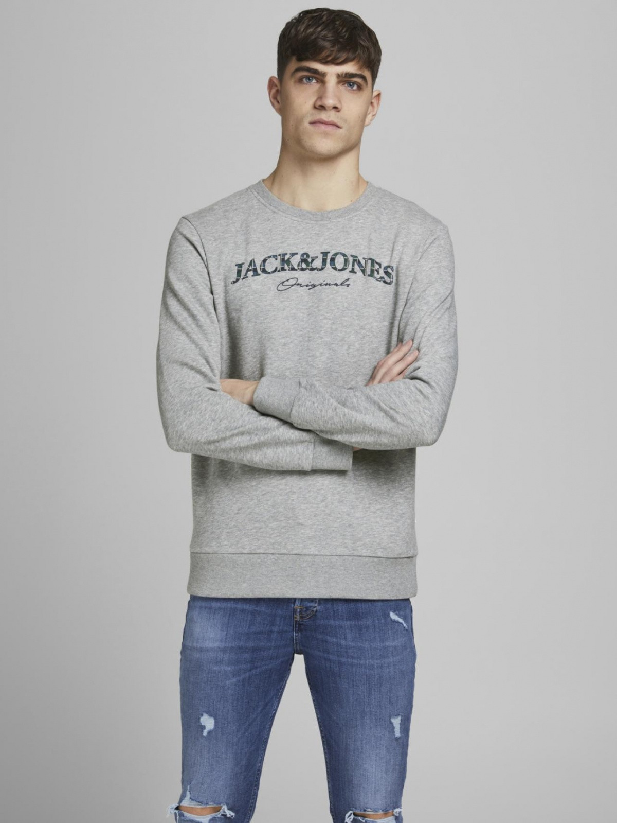 Толстовка JORMINISTRY SWEAT CREW NECK 12180410 Light Grey Melange Jack&Jones XXL Сірий 12180410LightGreyMela