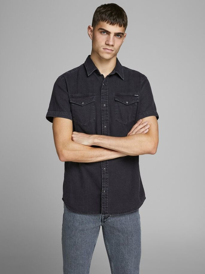 Сорочка JJESHERIDAN SHIRT S/S SN 12159371 Black Denim Jack&Jones L Чорний 12159371BlackDenim