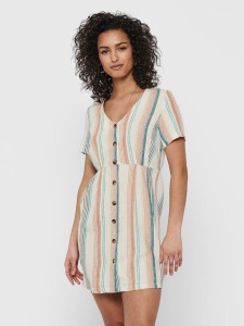 Сукня ONLVIVA-OHIO S/S BUTTON STRIPE DRESS PNT 15226232 Cloud Dancer ONLY L Білий 15226232CLOUDDANCER
