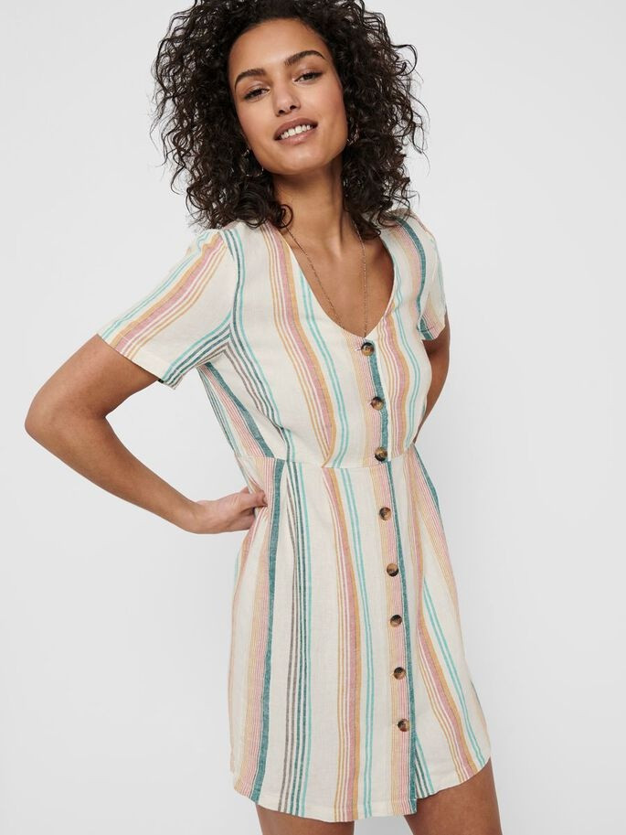 Сукня ONLVIVA-OHIO S/S BUTTON STRIPE DRESS PNT 15226232 Cloud Dancer ONLY L Білий 15226232CloudDancer