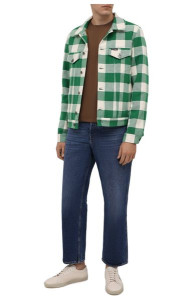 Бомбер PALM ANGELS CURVED LOGO CHECK TRUCKER PMEA169F21FAB0010310