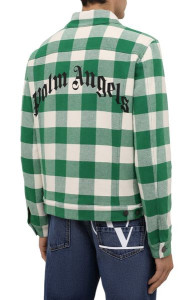 Бомбер PALM ANGELS CURVED LOGO CHECK TRUCKER PMEA169F21FAB0010310
