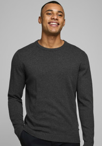 Пуловер JJEBASIC KNIT CREW NECK NOOS 12137190-Dark Grey Melange Jack&Jones S Темно-сірий 12137190-DARK GREY MELANG