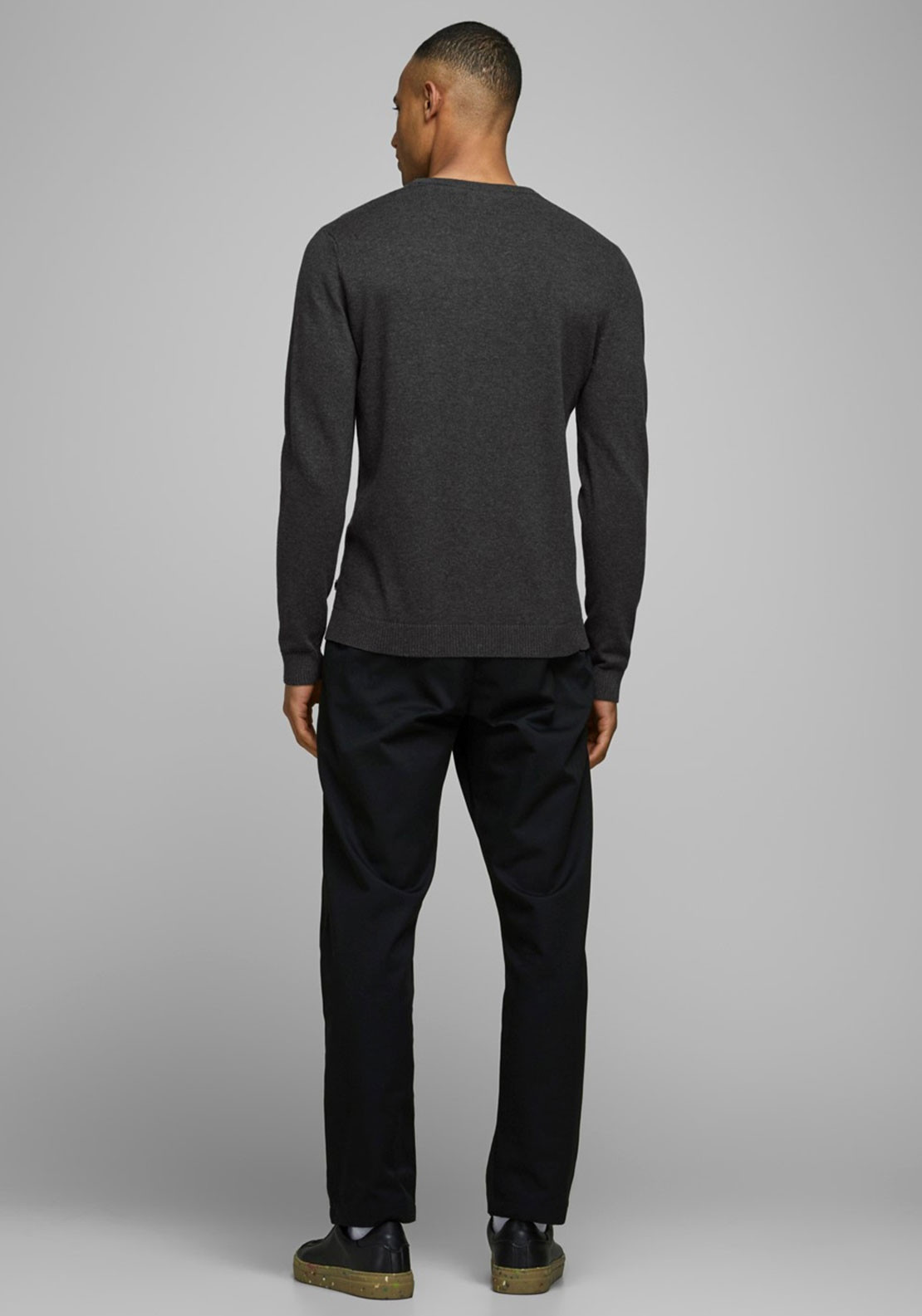 Пуловер JJEBASIC KNIT CREW NECK NOOS 12137190-Dark Grey Melange Jack&Jones S Темно-сірий 12137190-Dark Grey Melang