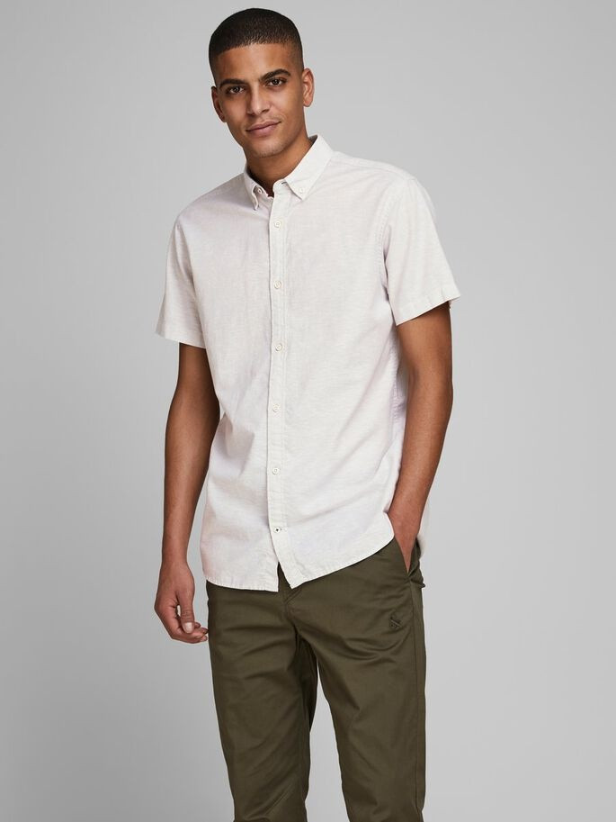 Сорочка JJESUMMER SHIRT S/S S21 STS 12163857 Crockery Jack&Jones L Білий 12163857Crockery