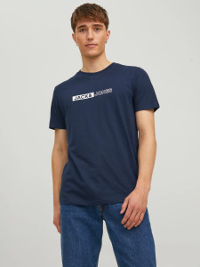 Футболка JJNEO TEE SS CREW NECK 12221946-Navy Blazer Jack&Jones L Темно-синій 12221946-NAVY BLAZER-PRIN