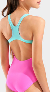 Купальник закритий для дівчат Arena LINES SWIMSUIT SWIM PRO BACK L рожевий, бірюзовий 116 см 003550-980